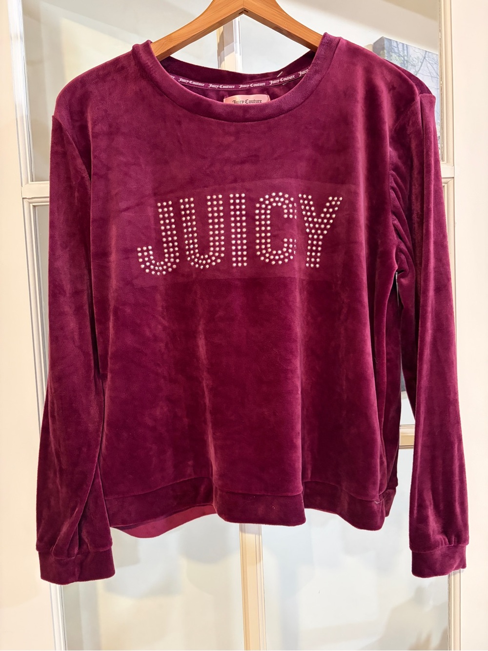 Juicy Couture Velour Rhinestone Sleep Top Y2K Glam Lounge Pajama Shirt
